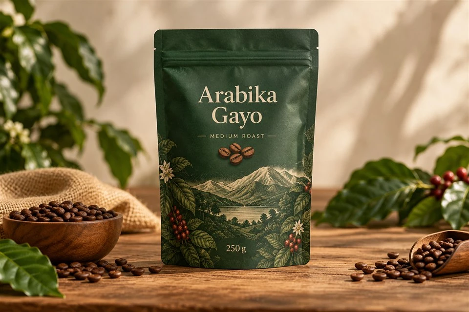 Kemasan kopi Arabika Gayo