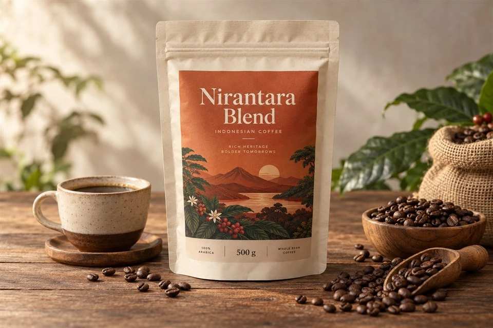 Kemasan kopi Nirantara Blend